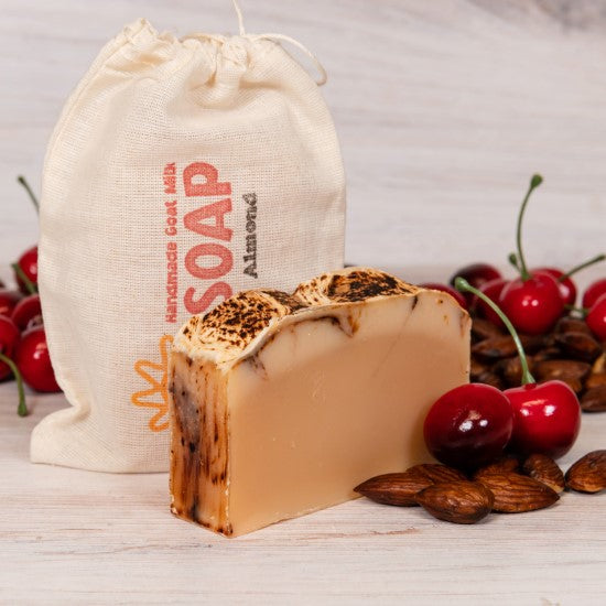 Almond Goat Milk Soap with cotton bag