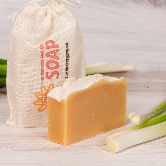 Lemongrass Goat Milk Soap with cotton bag