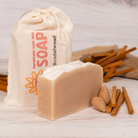 Sandalwood Goat Milk Soap with cotton bag